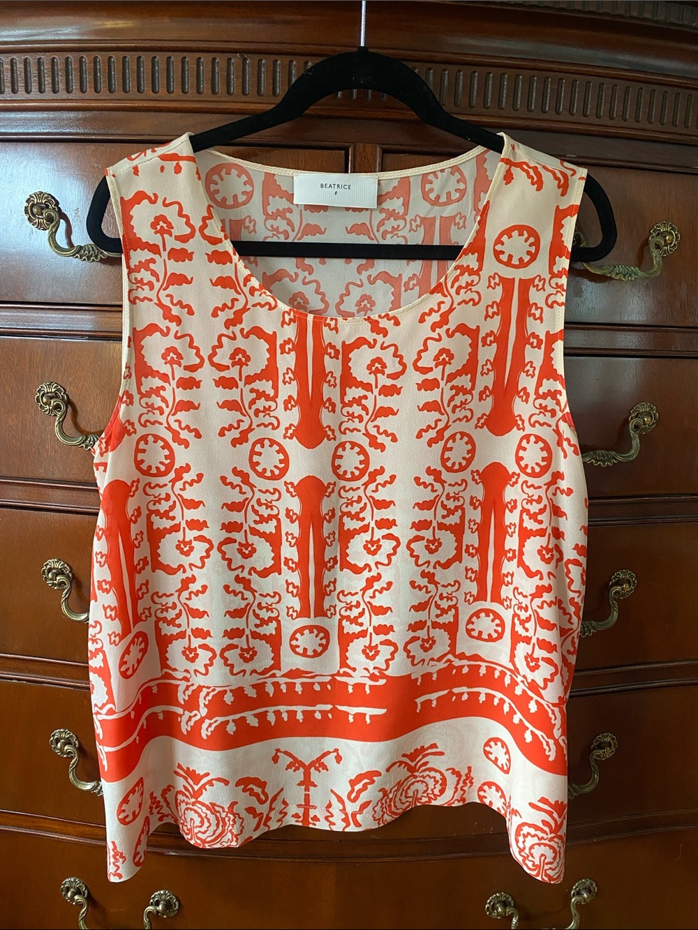 Beatrice Silk Maiolica print Sleeveless Top
